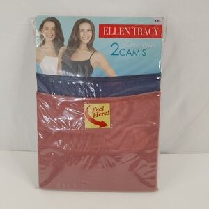 Ellen Tracy Satin Trim Camisole 2 Pack XXL Stretch Layering Tank NWT